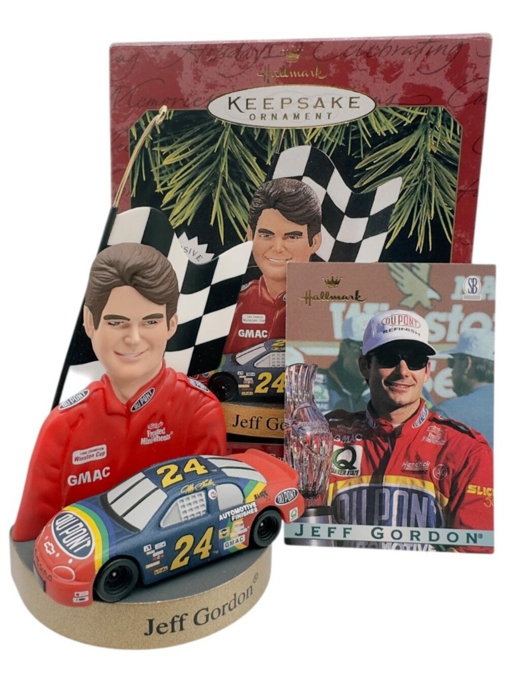 Hallmark Jeff Gordon NASCAR Keepsake Ornament DuPont #24 w Trading Card 1997